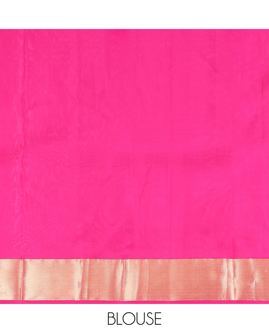 Pink Plain Kanchipuram Silk Saree