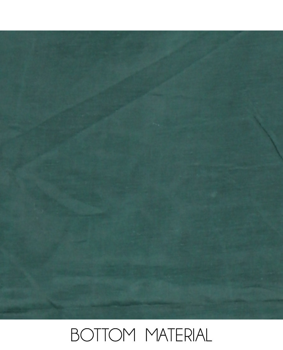 Green Banarasi Chanderi Material Churidar Features Zari Buttas Top, a Plain Bottom, and a Matching Dupatta