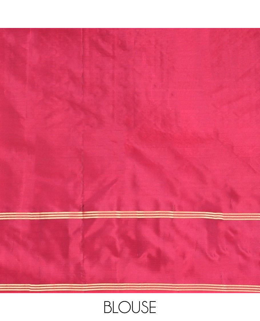 Green Vasundhara Lite-Silk Mix Saree, Beautifully Decorated with Zari Buttas All Over Its Body, Complemented by Contrast Rettai Pettu Border of Zari Stripes, Pallu Accentuated with Jaal Designs, and Paired with a Contrast Blouse