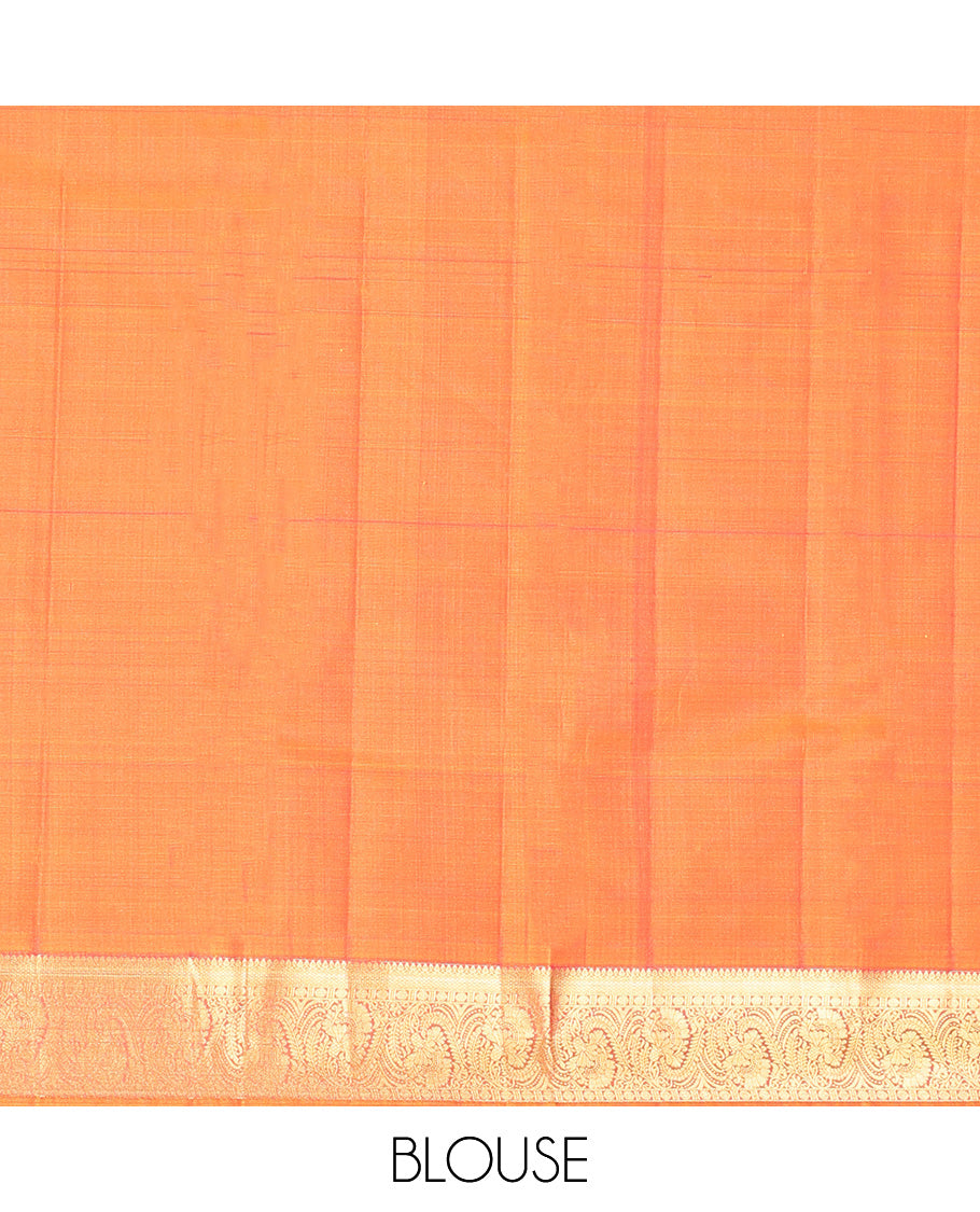 Pink Vasundhara Lite Silk Mix Saree, Elevated with Jacquard Design, a Contrast Border of Thilakam, Rudraksham, Kuyil Kann, and Kodi Visiry Designs, Jaal Pallu, and a Contrast Blouse