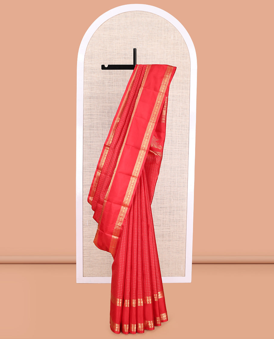 Red Kanchipuram Chettinad Saree