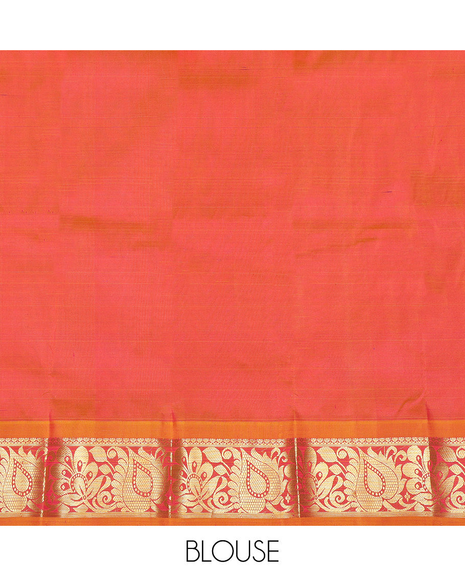 Magenta Pure Silk Navarathna Pavadai Material Set