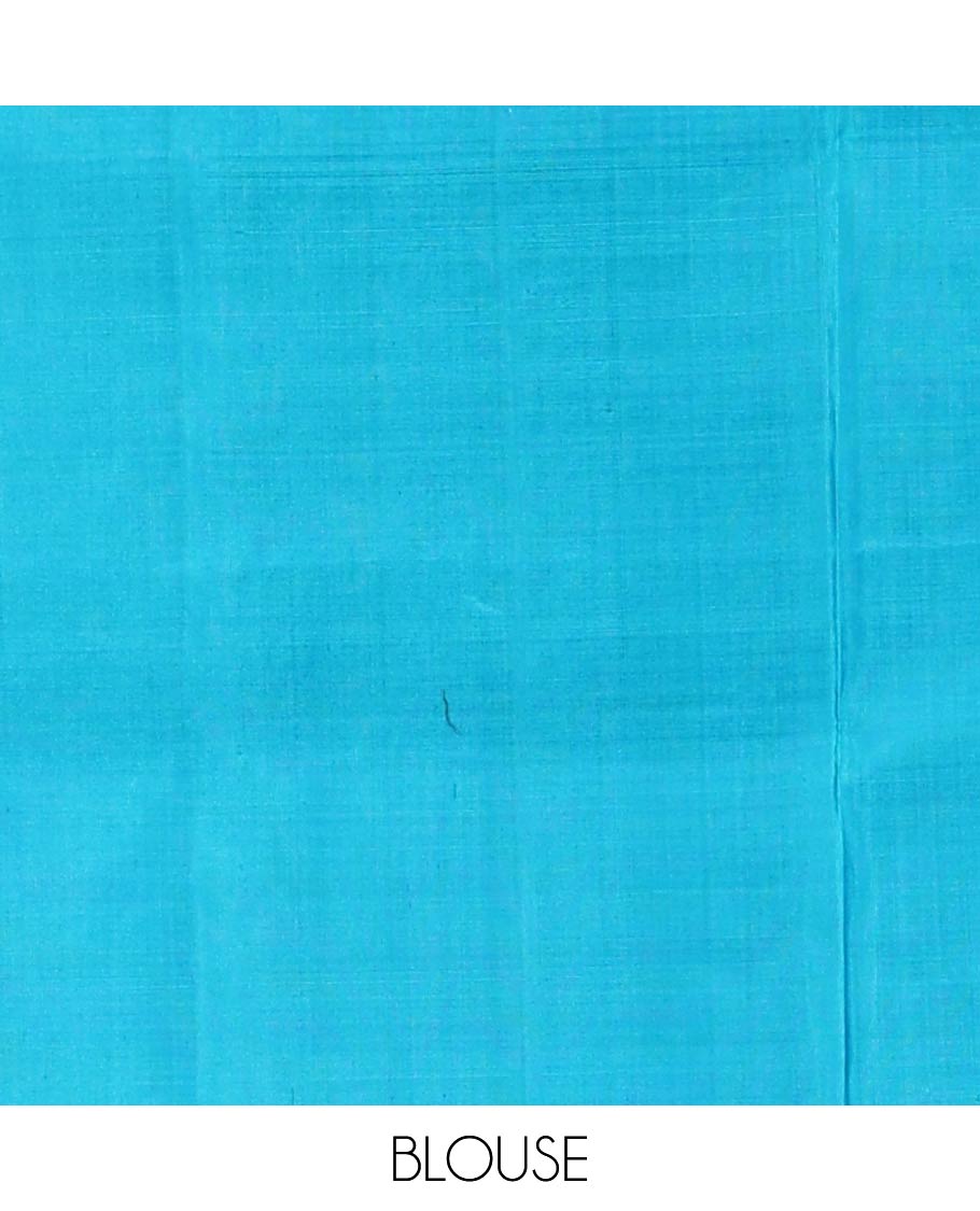 Blue Mayuri Soft Silk Saree, Sparsely Woven with Zari Buttas All Over Its Body, Subtly Woven Border of Zari Designs, Grand Pallu and Paired with a Matching Blouse