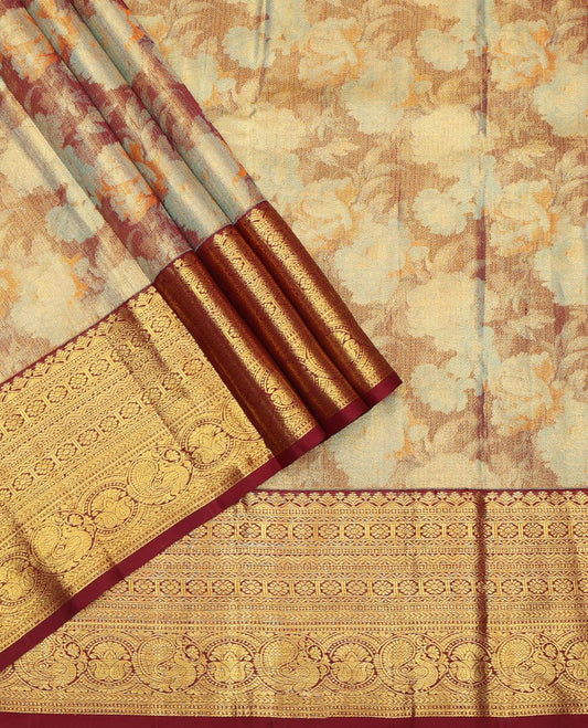 Light Maroon Pure Silk Navarathna Pavadai Material Set