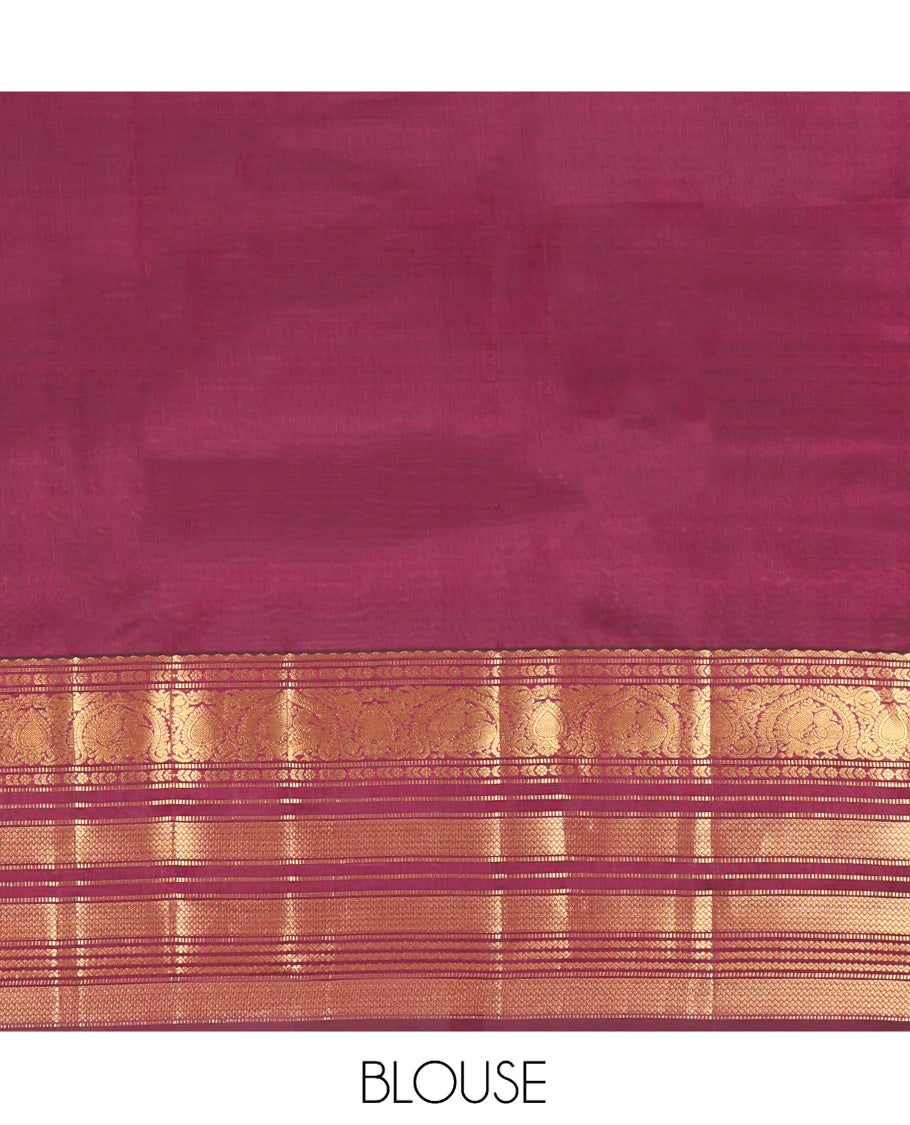 Maroon Buttas Vasundhara Lite Silk Mix Saree, a Zari Mayil-Mayil Kann Border, Jaal Pallu, Matching Blouse