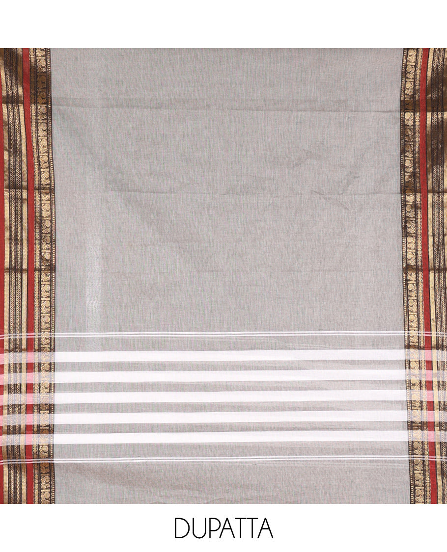 Grey Mercerised Cotton Material Chudidar Set