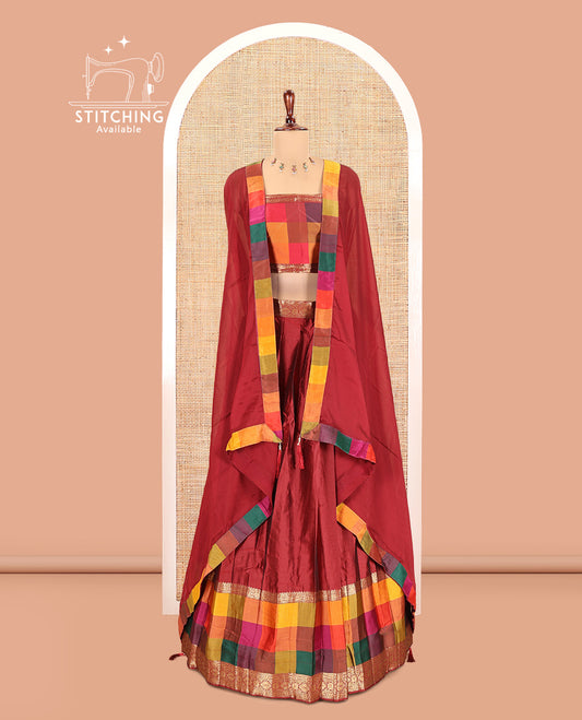Maroon Semi-Silk Half-Saree