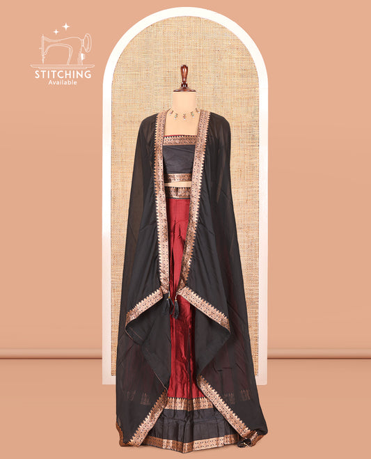 Maroon Semi-Silk Half-Saree