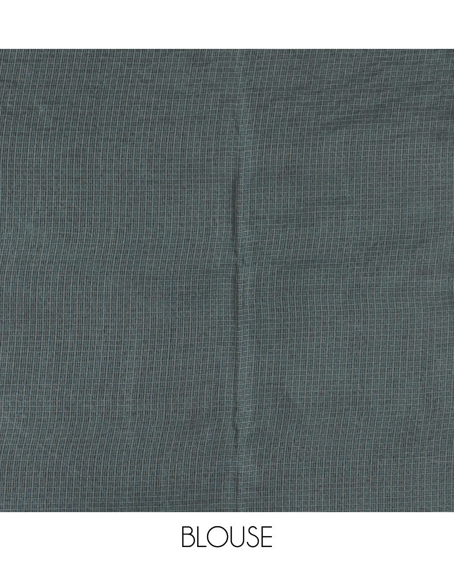 Green Kota Cotton Saree, Finely Crafted with Floral Motifs Thread Embroidery on Its Body, Scallop Lace Embroidered Border, Pallu Features Same Embroidery, and Paired with a Matching Blouse