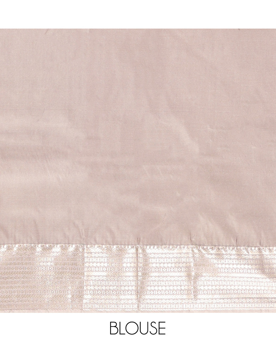 Wine Budget Silk Saree, Detailed with Zari Buttas, Complemented by a Contrast Traditional Zari Border, Grand Jaal Pallu, and Contrast Blouse