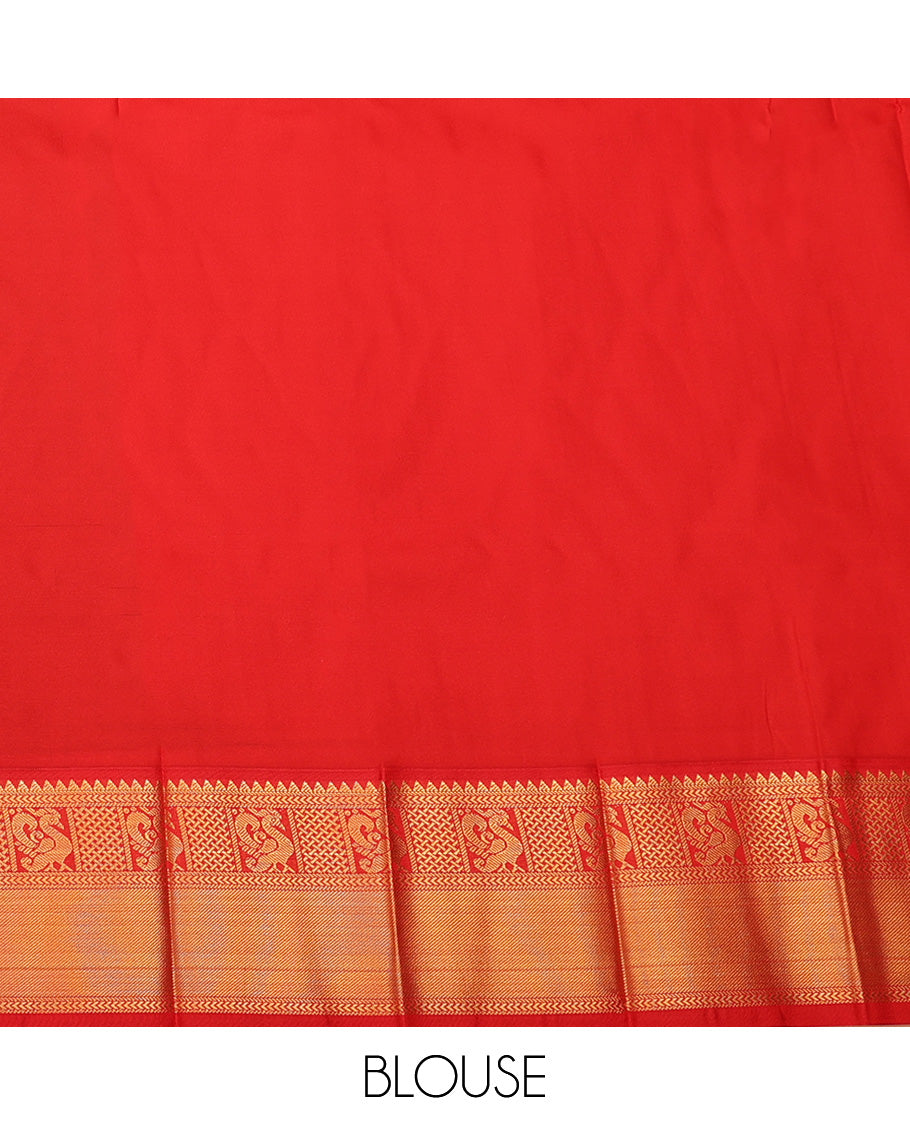 Dark Green Budget Silk Saree, Accentuated with Zari Butta Enclosed Checked Design All Over Its Body, Complemented by a Contrast Traditional Zari Design Border, Pallu of Jaal Design, and Paired with a Contrast Blouse