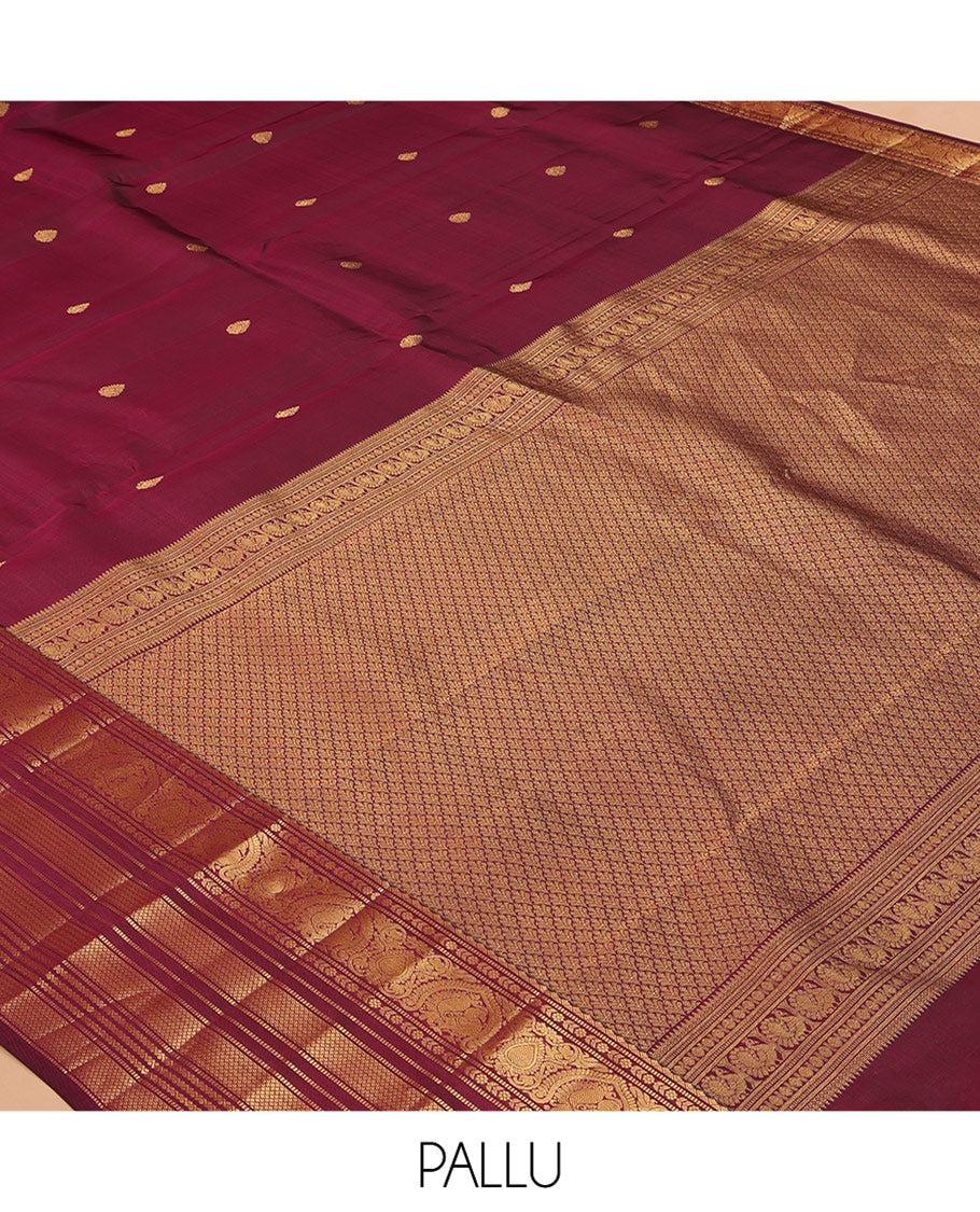 Maroon Buttas Vasundhara Lite Silk Mix Saree, a Zari Mayil-Mayil Kann Border, Jaal Pallu, Matching Blouse