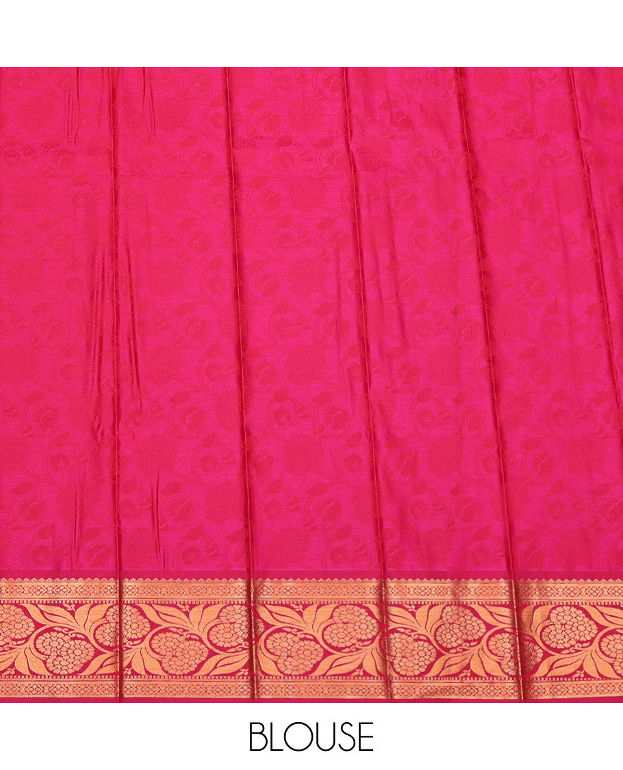Blue Budget Silk Saree, Detailed with Jacquard, a Contrast Traditional Zari Border, Grand Pallu, and a Contrast Blouse