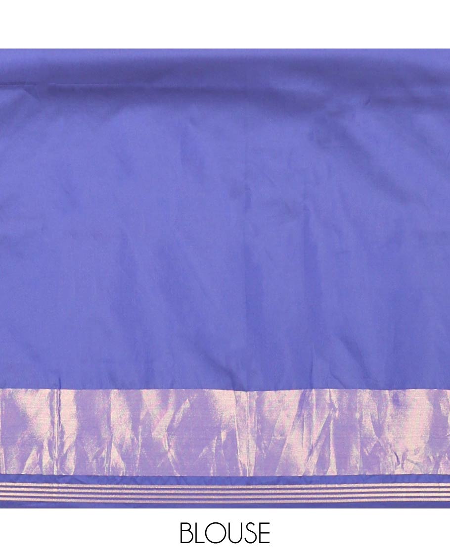 Navy Blue Intricate Motif Semi-Patan Patola Saree, Patola Printed Tissue Border, and a Matching Blouse