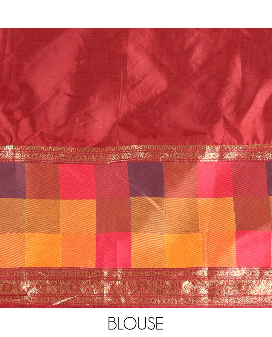 Maroon Semi-Silk Half-Saree