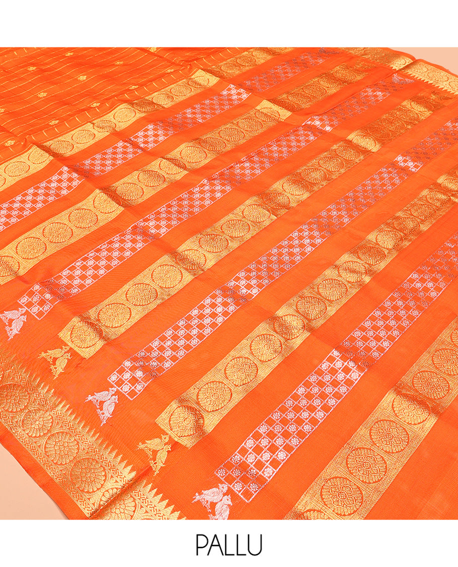 Orange Venkatagiri Silk Saree
