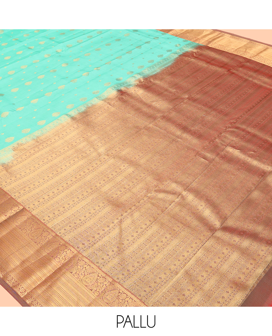 Blue Vasundhara Lite Silk Mix Saree, Embellished with Zari Buttas, a Contrast Traditional Zari Border, Grandly Decked Up Pallu, and a Contrast Blouse