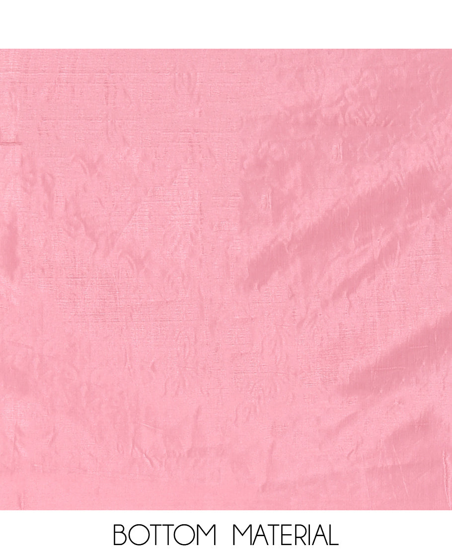 Onion Pink Mul Chanderi Material Churidar Features Floral Thread Embroidered Top, a Matching Bottom, and an Scallop Embroidered Dupatta