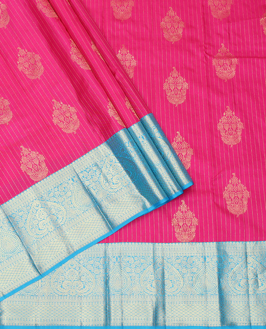 Pink Pure Silk Navarathna Pavadai Material Set