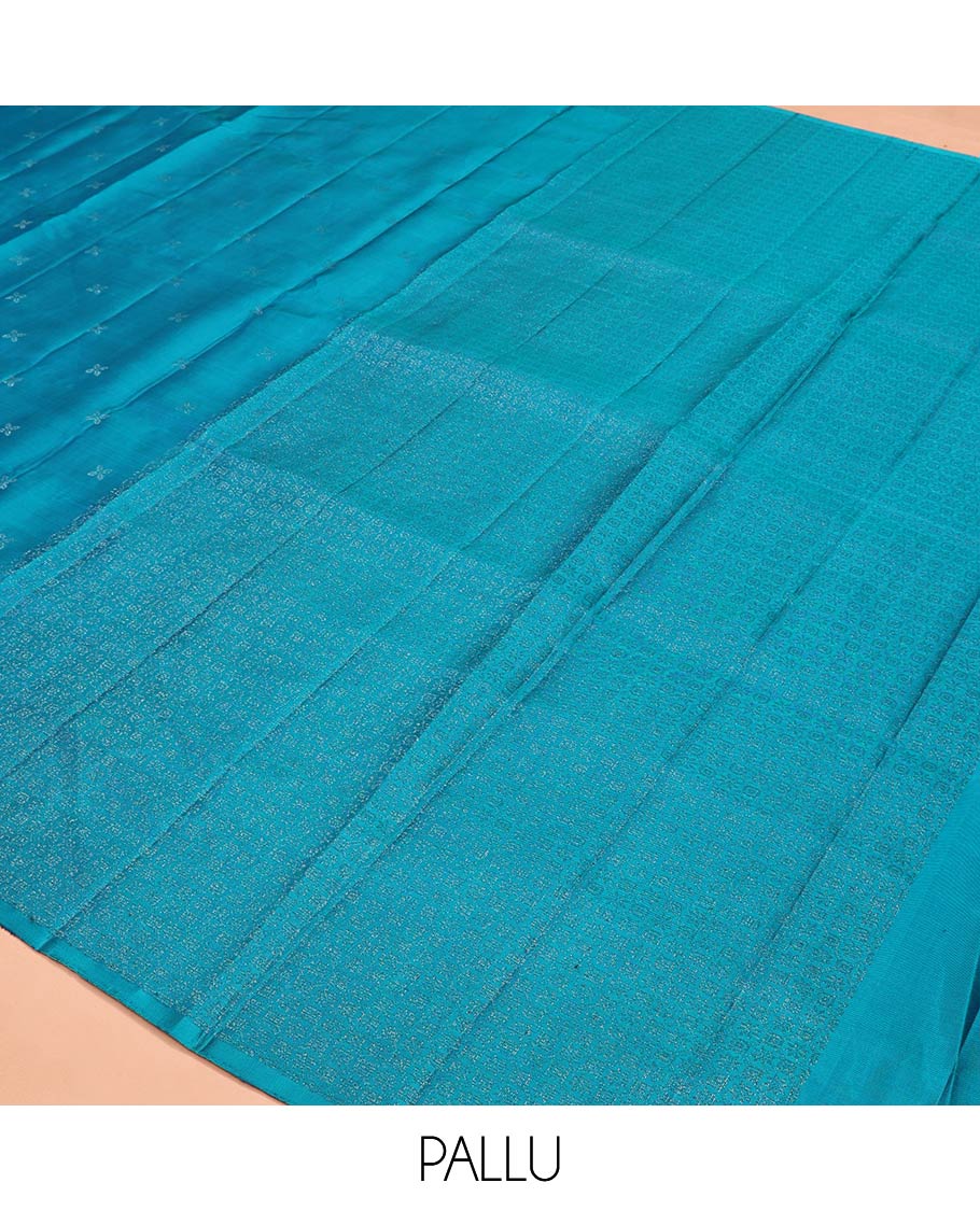Blue Mayuri Soft Silk Saree, Sparsely Woven with Zari Buttas All Over Its Body, Subtly Woven Border of Zari Designs, Grand Pallu and Paired with a Matching Blouse