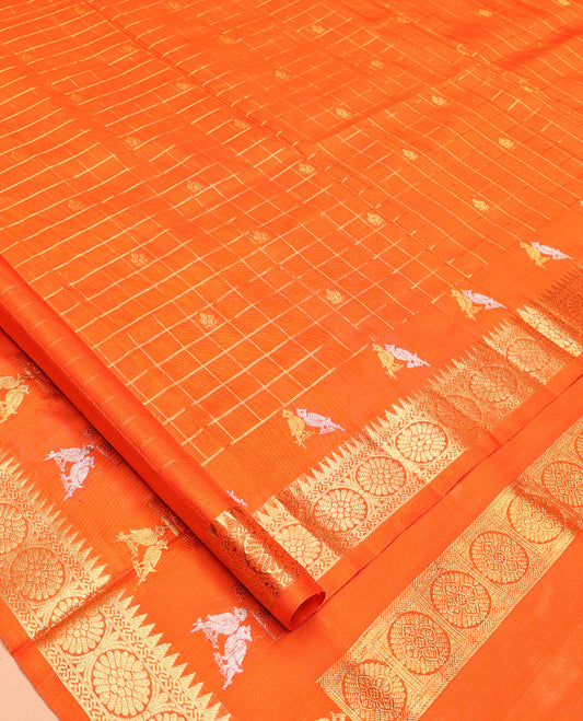 Orange Venkatagiri Silk Saree