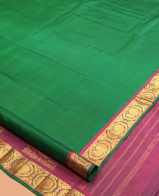 Green Vazhaipoo Striped Kanchipuram Silk Saree