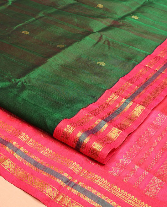 Green Paisley Kuppadam Silk Saree