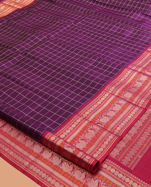 Purple Kanchipuram Chettinad Saree