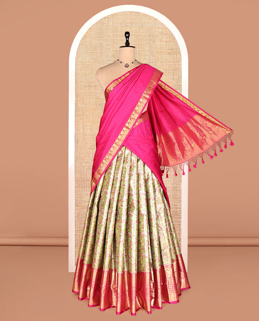 Green Art Silk Half-Saree
