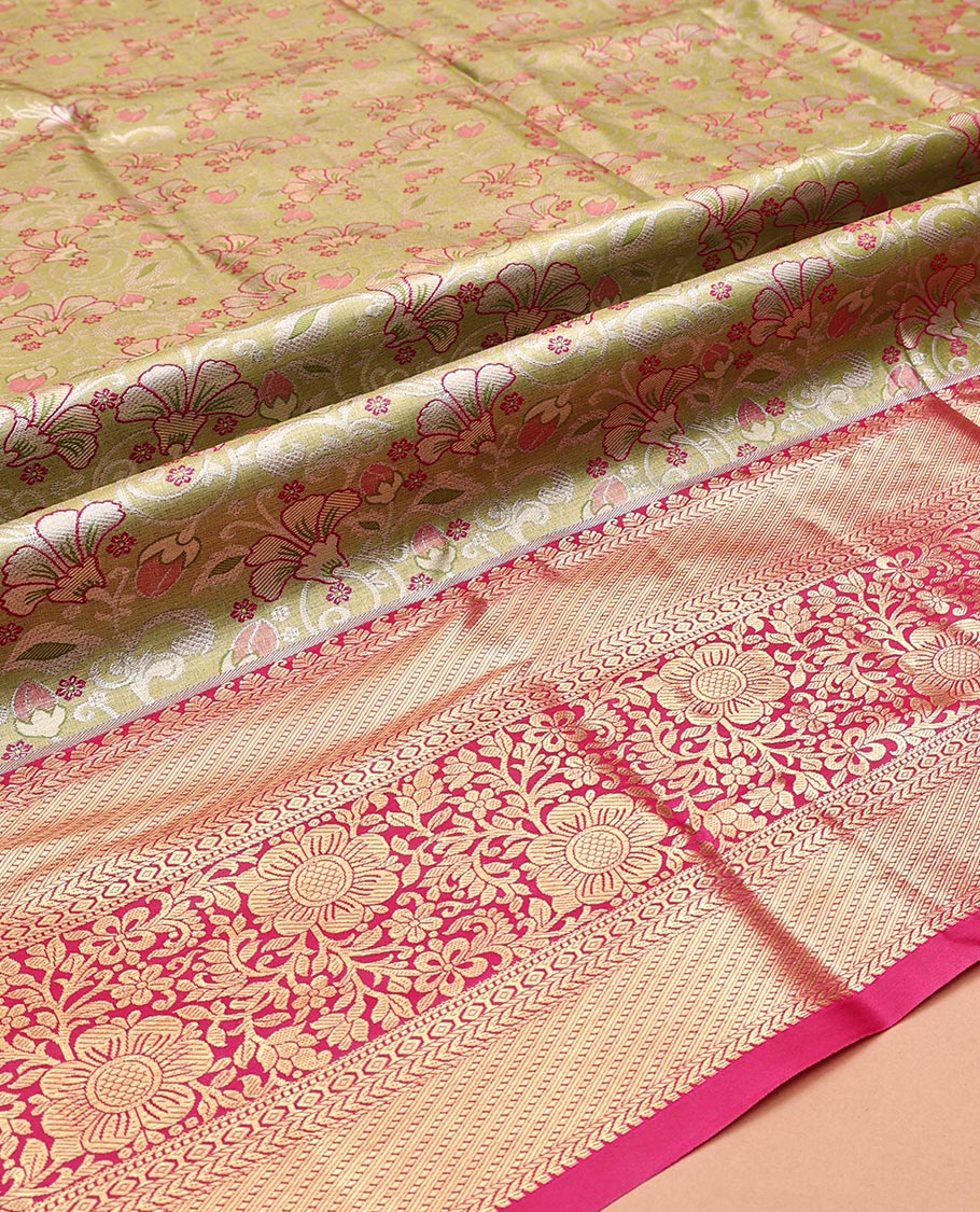 Green Art Silk Half-Saree