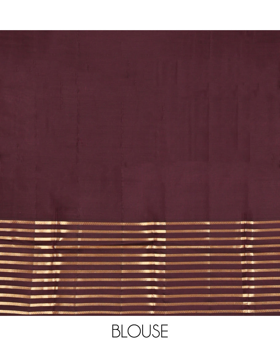 Mustard Vasundhara Lite Silk Mix Saree, Sparsely Woven with Zari Buttas on Its Body, Complemented by a Captivating Contrast Border of Kuyil Kann Designs, Grand Jaal Pallu, and Paired with a Contrast Blouse