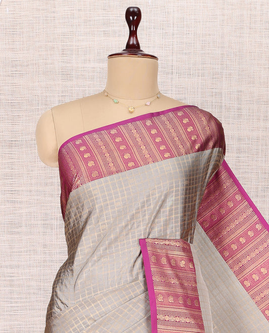 Grey Peacock Zari Design Budget Silk Saree