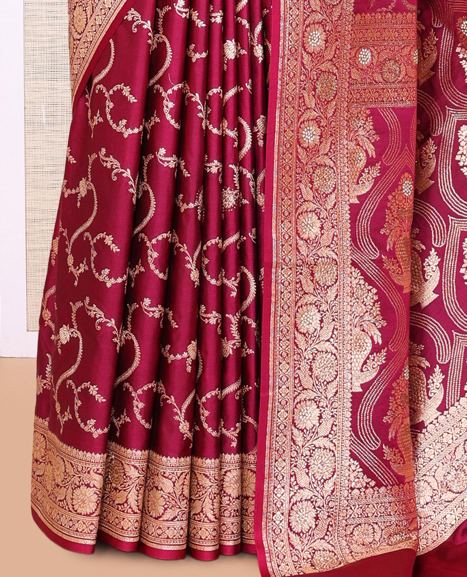 Wine Banaras Nylon Saree