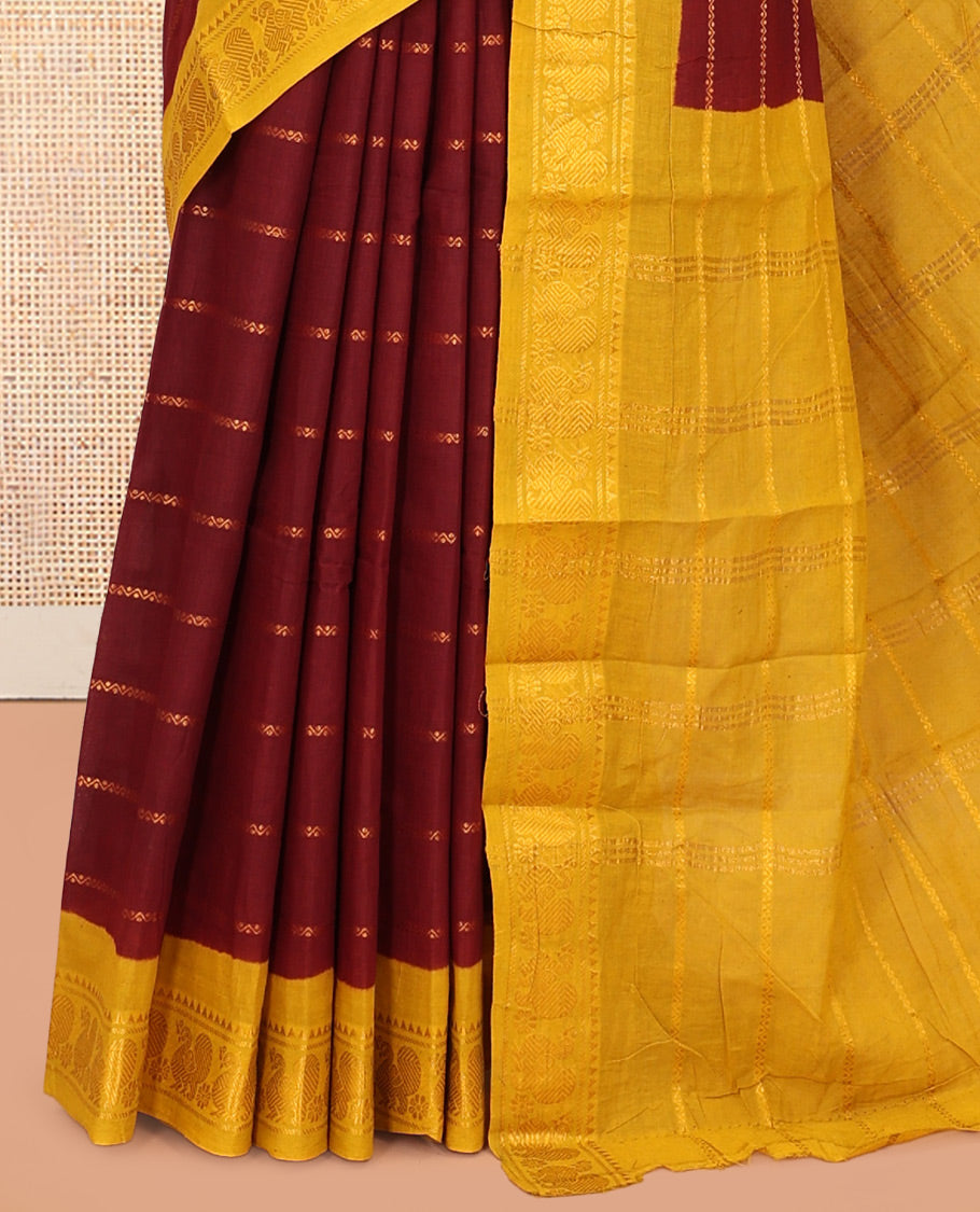 Maroon Sungudi Cotton Saree