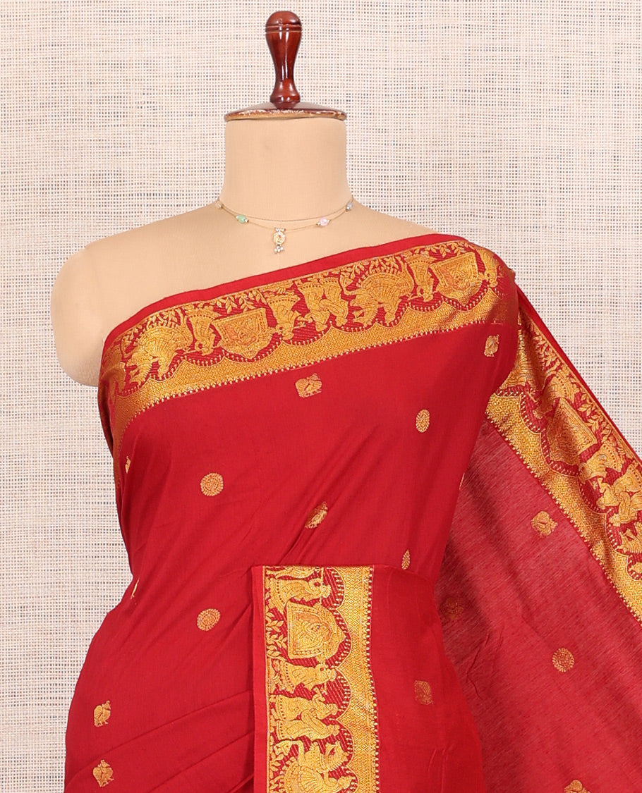 Red Kalyani Cotton Saree