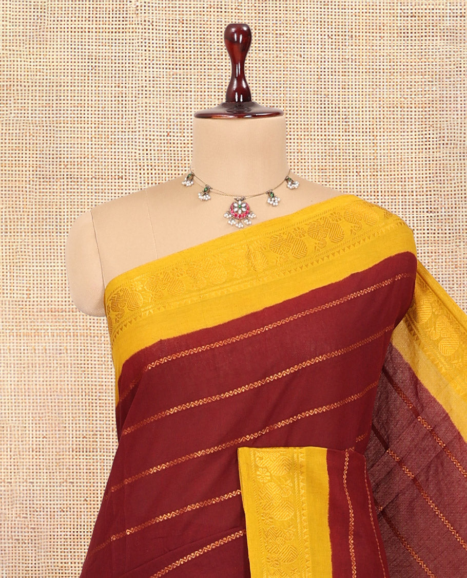 Maroon Sungudi Cotton Saree