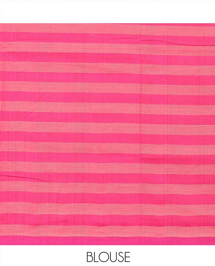 Borderless Multi-Color Checked Mangalgiri Cotton Saree, Subtly Checked Pallu and Paired with a Matching Blouse