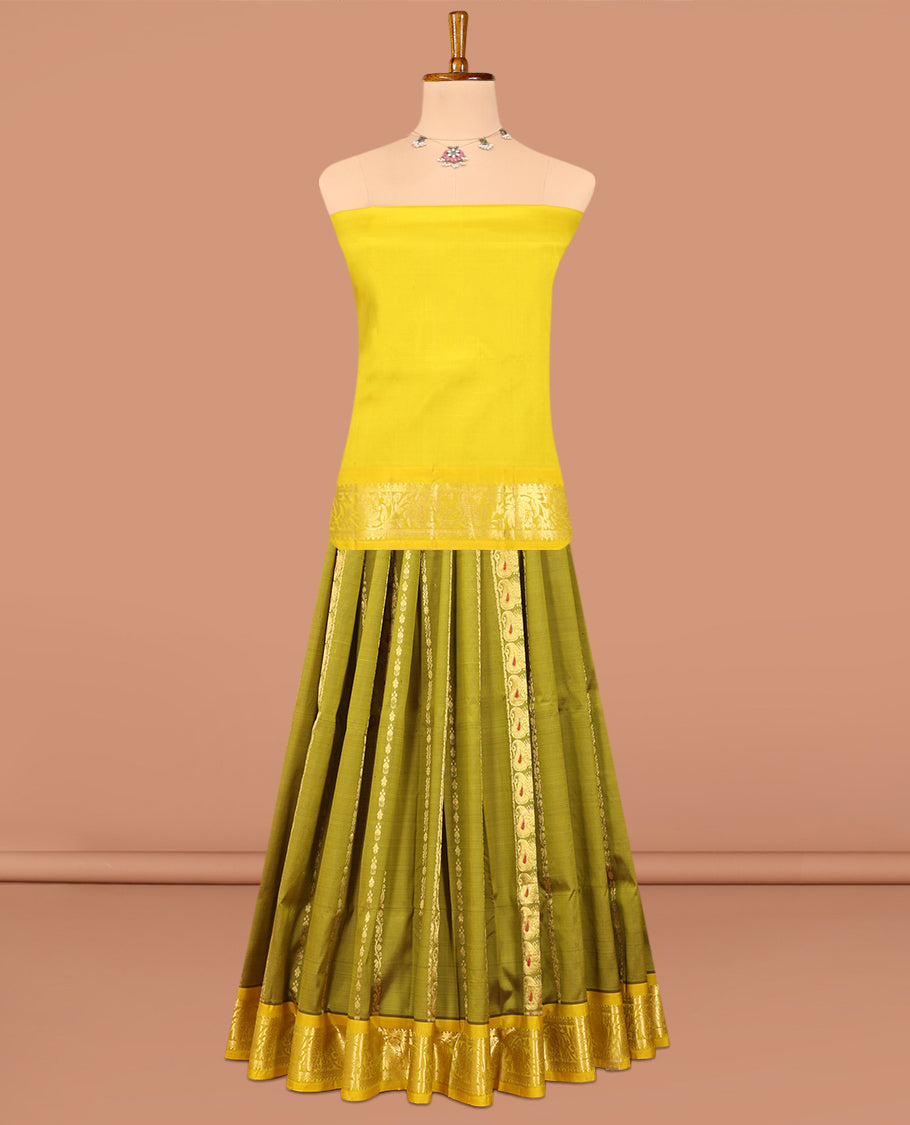 Green Pure-Silk Half-Saree