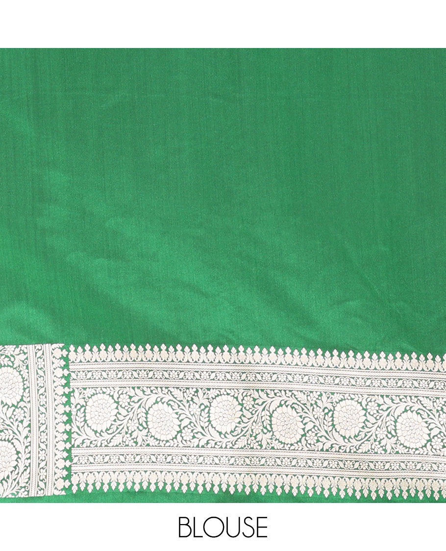 Green Semi-Banaras Satin Silk Saree