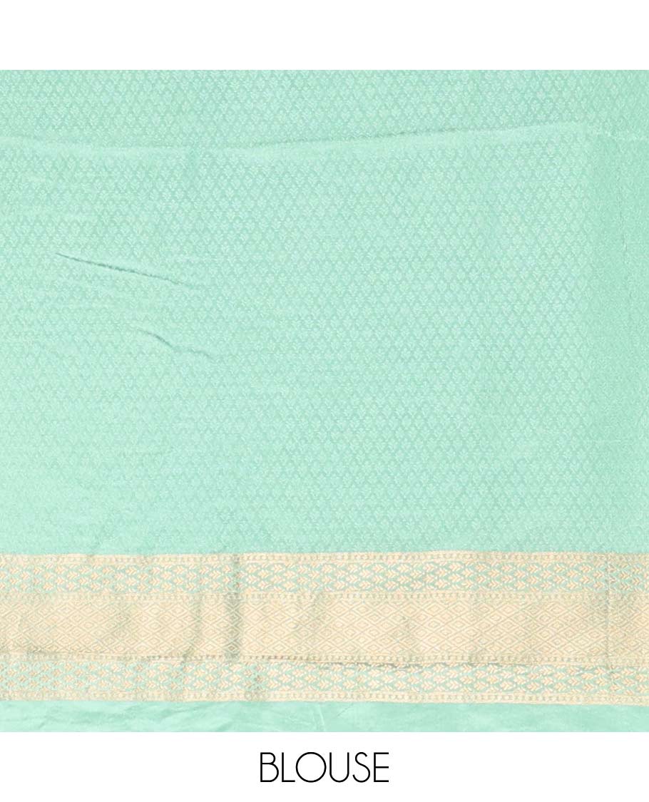 Green floral vine , animal design mushru silk saree with self-zari floral border & floral zari pallu