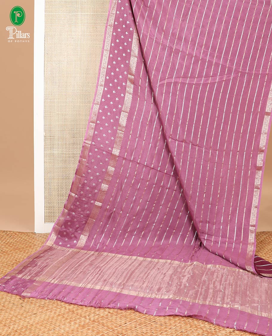 onion pink veldari dola silk saree with pentex butta design border & zari weaving pallu along with contrast veldari blouse