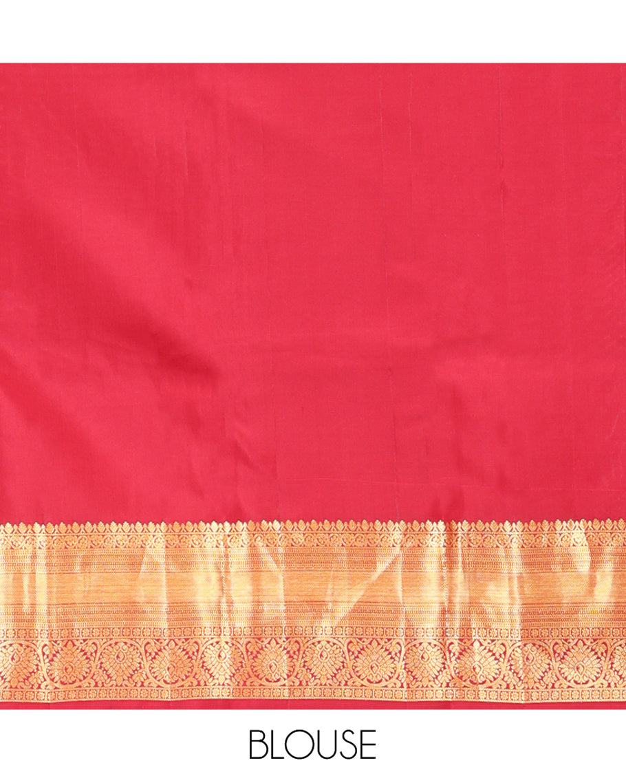 Red Jacquard Design Kanchipuram Wedding Silk Saree