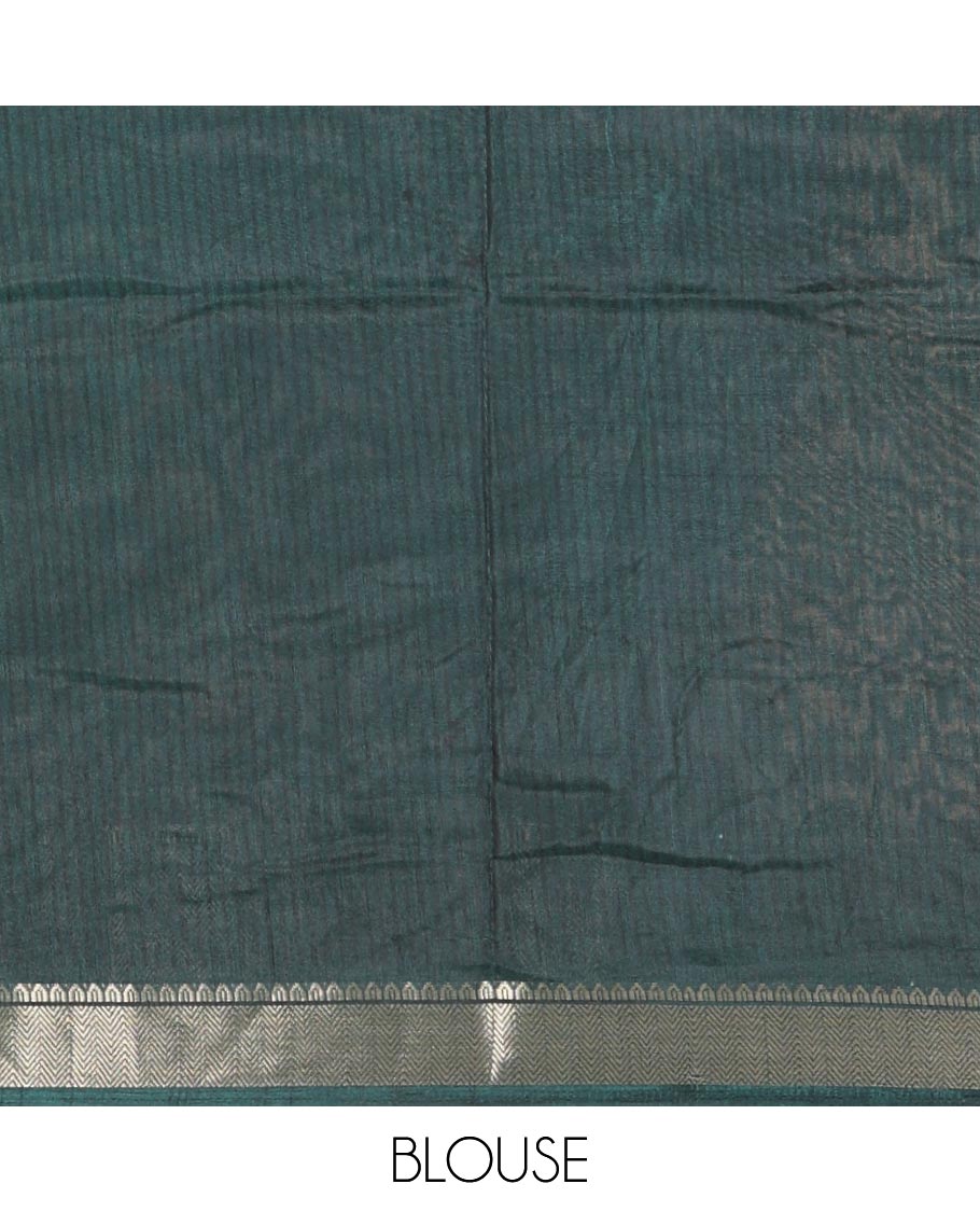 Purple Kalamkari floral vine and peacock printed dola silk saree, contrast traditional zari border, peacock printed pallu, and floral vine print blouse