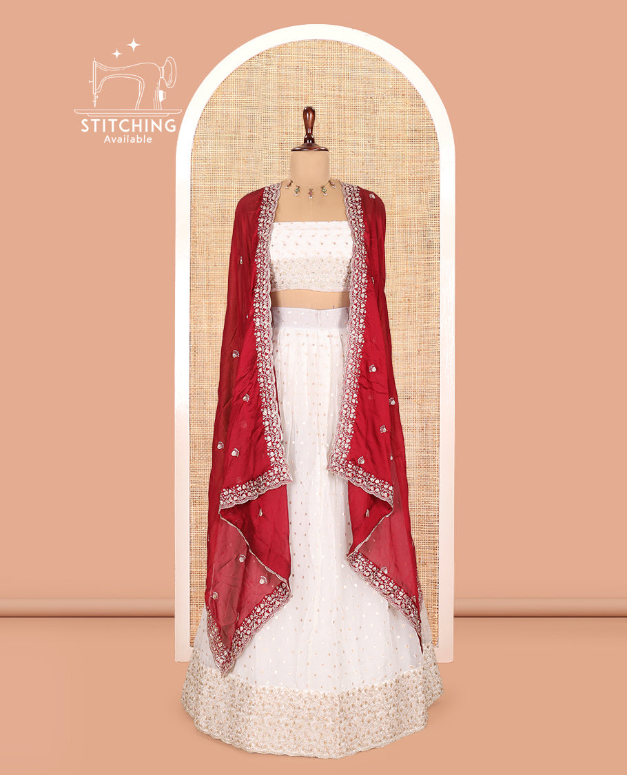 White Moss Organza Half-Saree