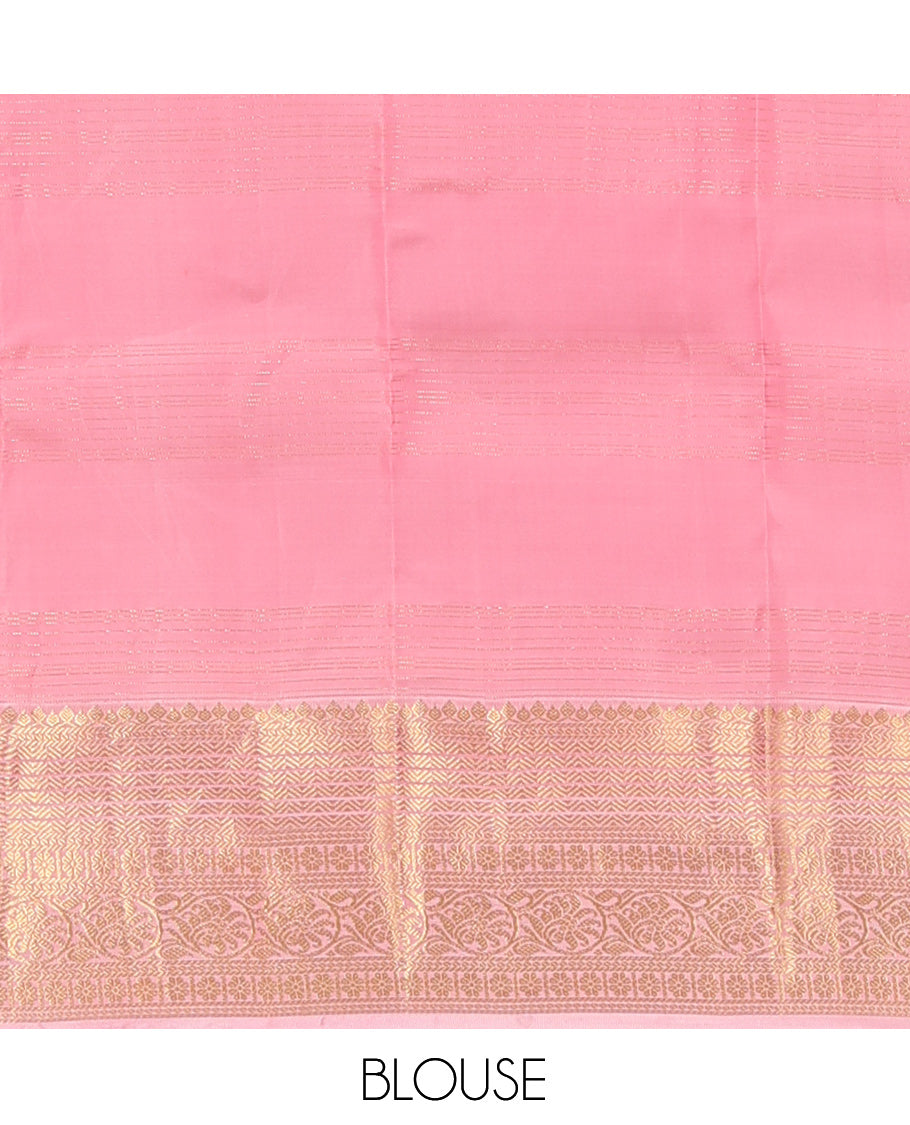 Blue Buttas-Enclosed Checked Vasundhara Lite Silk Mix Saree, a Contrast Kodi Visiry Border, Jaal Pallu, a Contrast Blouse