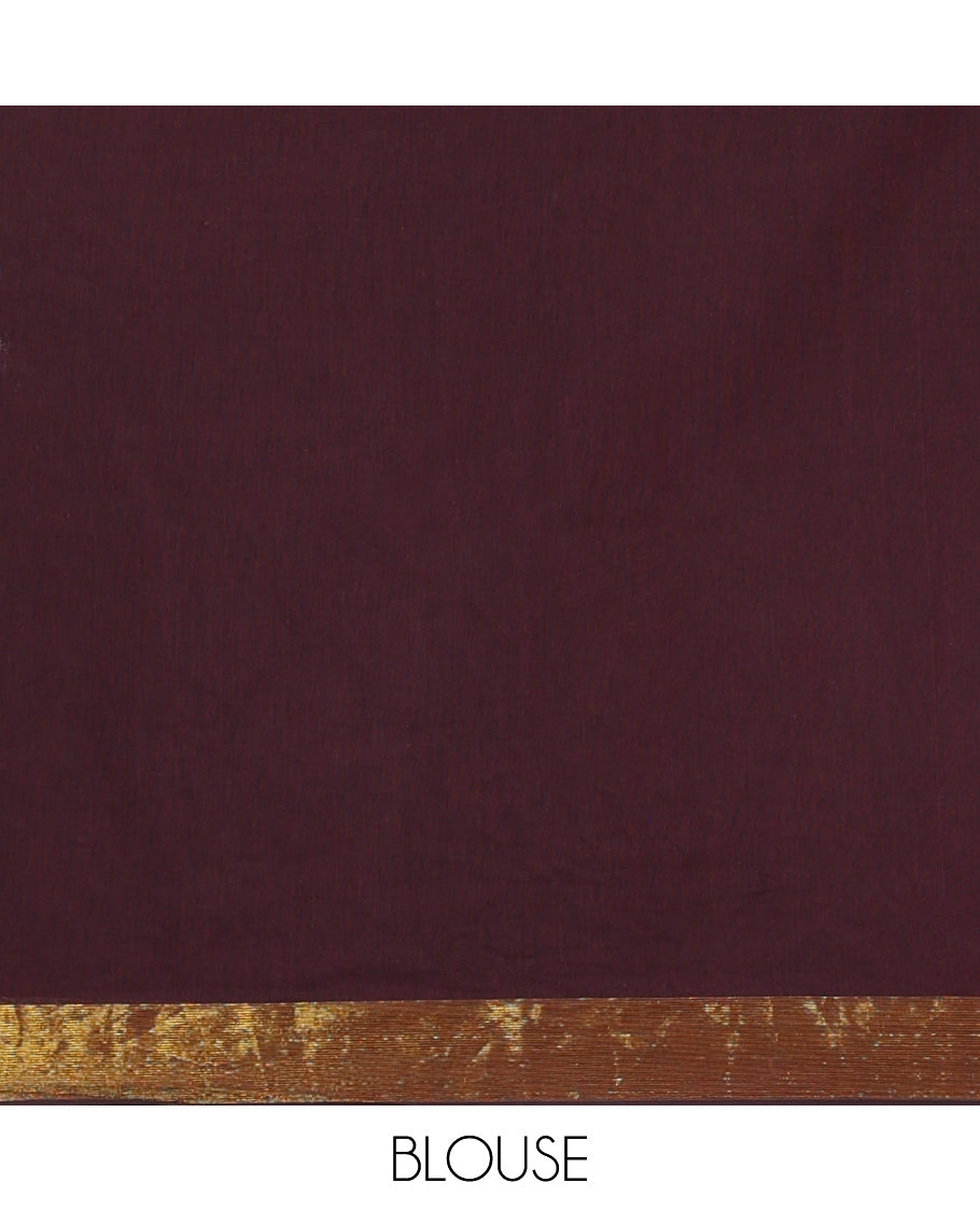 Maroon Jute Cotton Saree