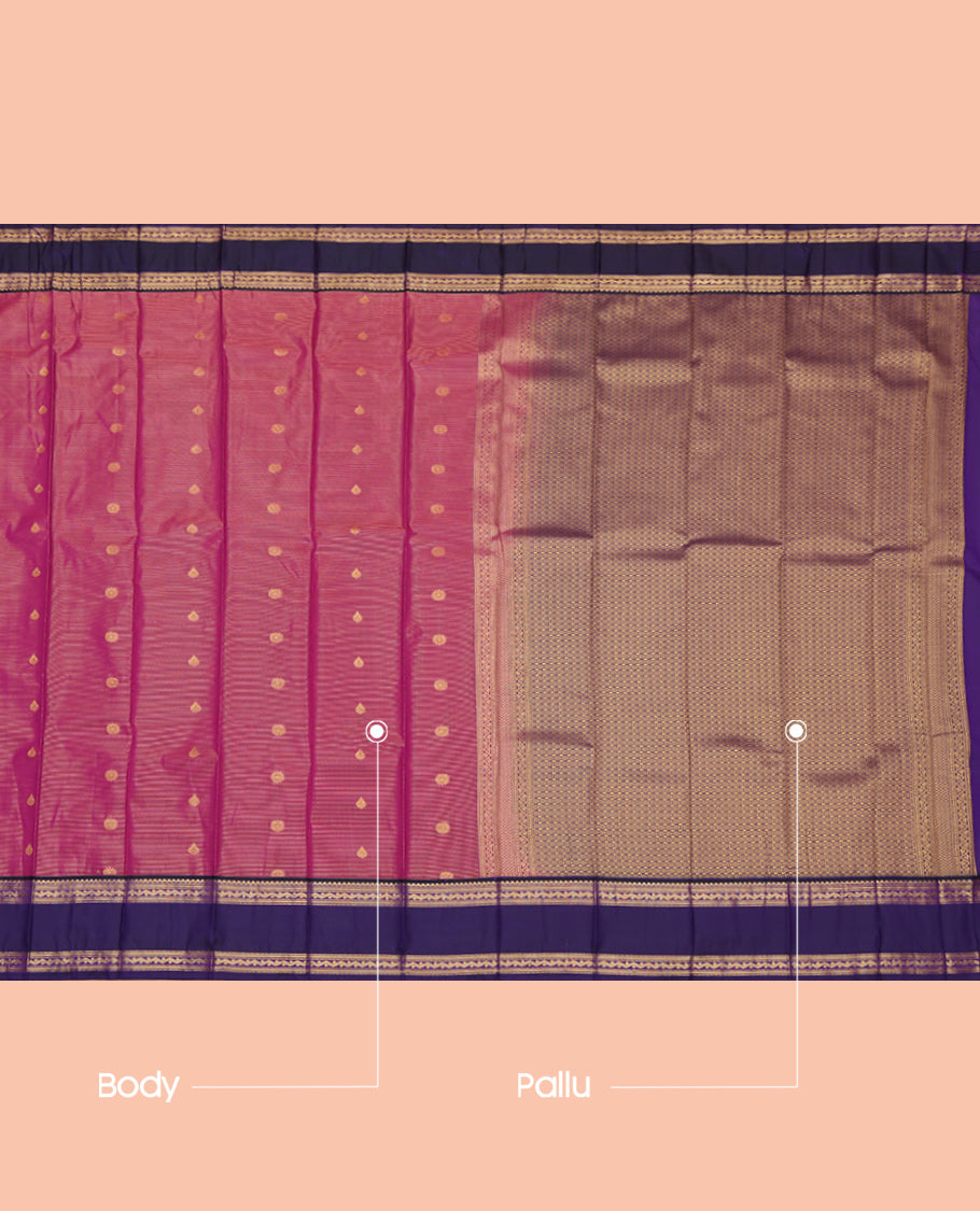 Magenta Rettai Pattu Border Budget Silk Saree