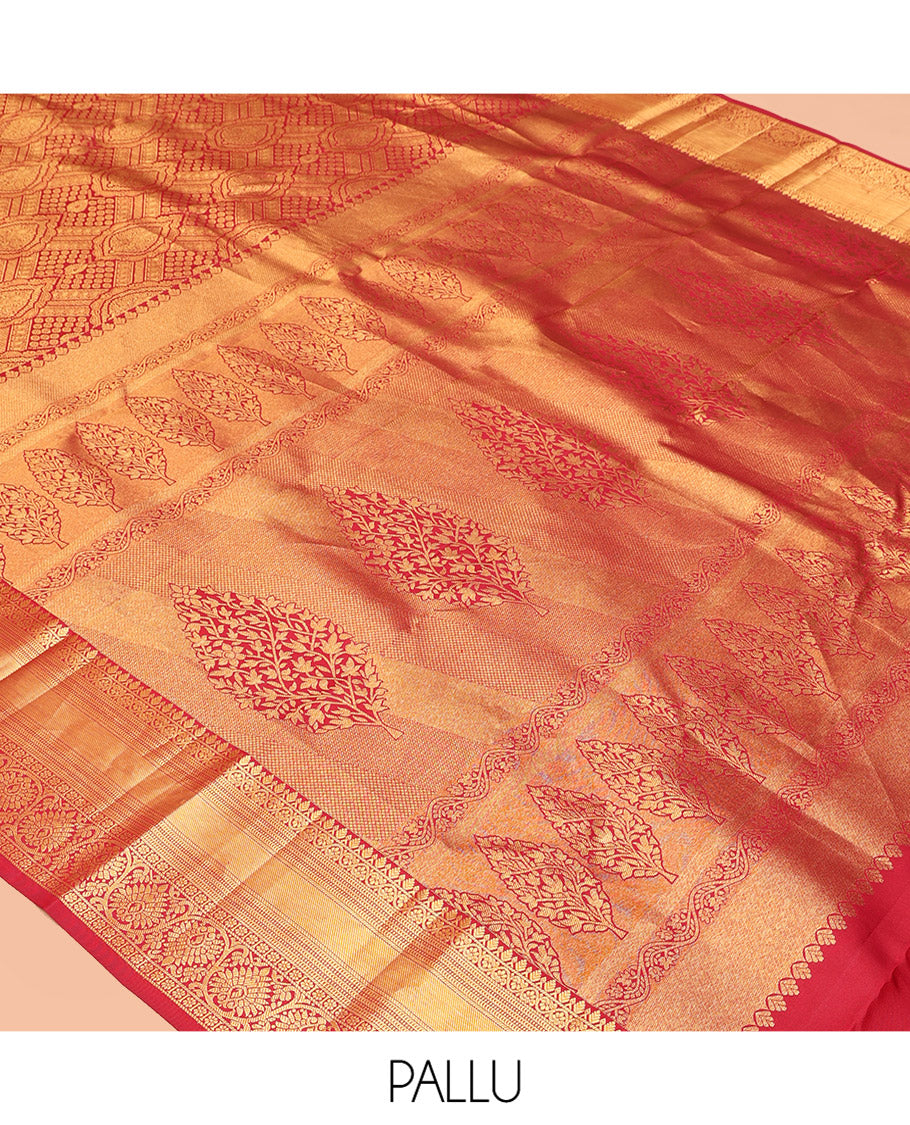 Red Jacquard Design Kanchipuram Wedding Silk Saree