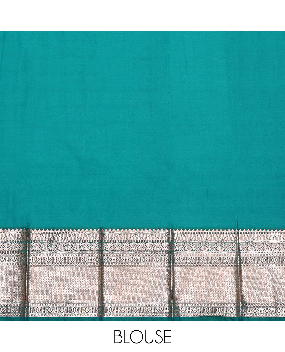 Blue Budget Silk Saree, Accentuated with Zari Buttas, Complemented by a Contrast Traditional Zari  Border, Grand Jaal Pallu, and a Contrast Blouse