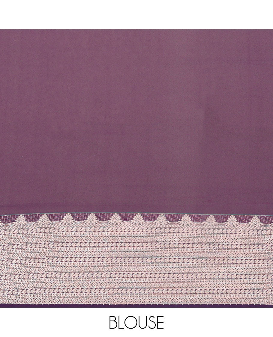 Blue checked, leaf design kora cotton saree with contrast zari design border & argyle design pallu
